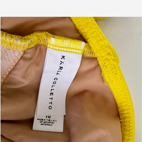 Karla Colletto, One Piece Swimsuit Yellow Metallic Insert / Size 10 - Picture 5 of 7
